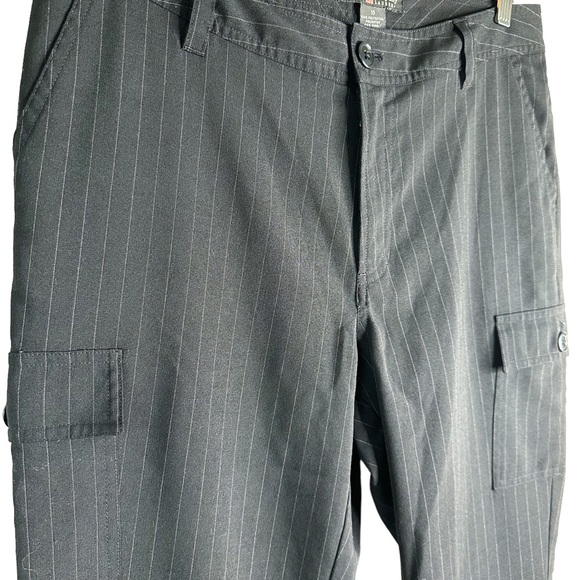 Polo Jeans Co Ralph Lauren Wool Blend Pinstripe Y2K Cargo Pants black size 10 - Picture 3 of 10